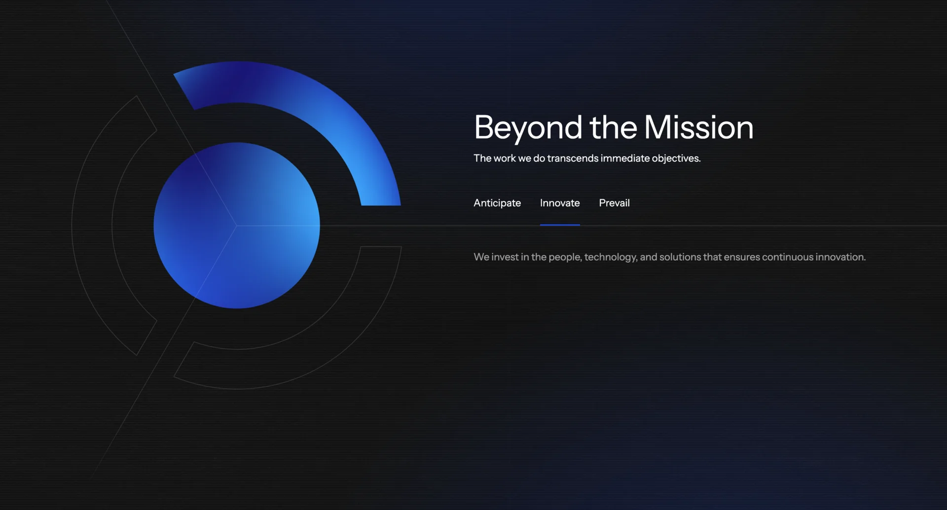 Beyond the Mission in its Anticipate, Innovate and Prevail states
